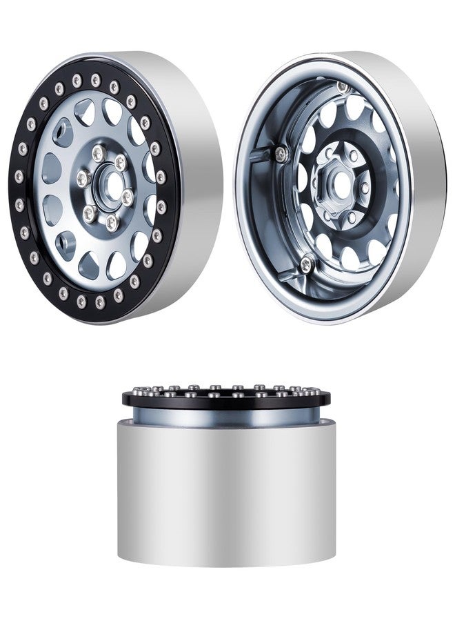 JGGZONE 4PCS 2.2" Beadlock Wheels Aluminum Negative Offset Beadlock Wheels Rims for SCX10 TRX4 VS4-10 Gen8 1/10 RC Crawler Car (Titanium) - Image 4